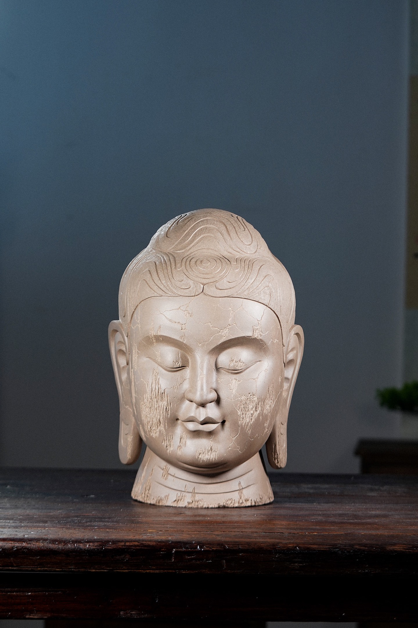 北齐佛头,宜兴紫砂雕塑